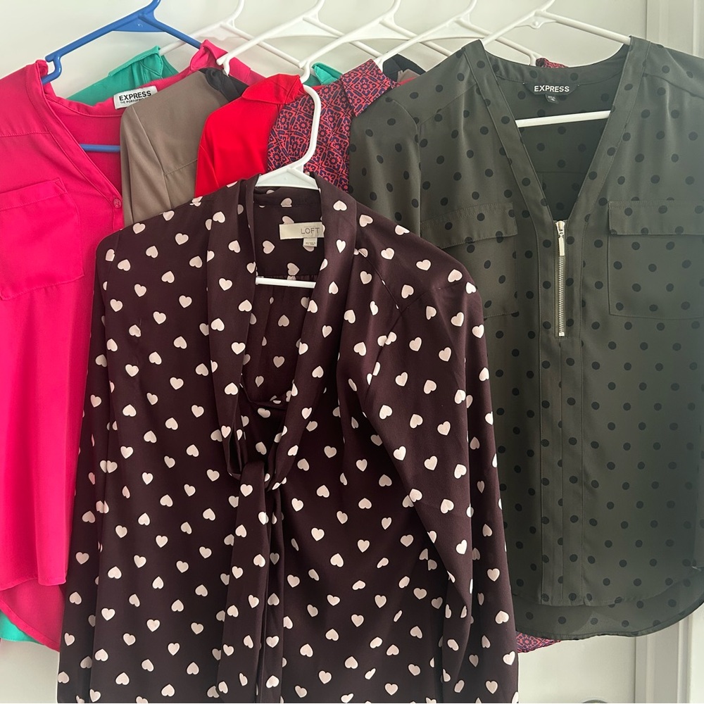 Express Pink and Black Mandarin Collar Blouse